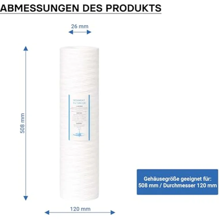 Naturewater PPW-20L 5 µ Baumwollfilter Kartusche, 508 mm (20 Zoll) für Umkehrosmoseanlage, schnelle Wartung, hohe Filtereffizienz – Bild 7