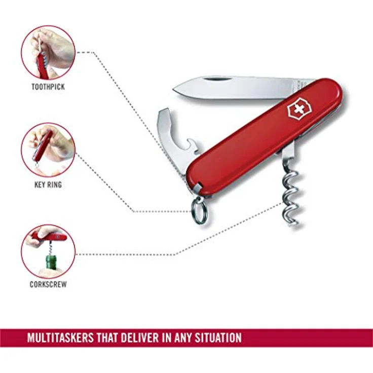 Victorinox, Taschenmesser, Waiter, 84 mm, rot (9 Funktionen, Klinge, Kapselheber, Dosenöffner, Korkenzieher) – Bild 5
