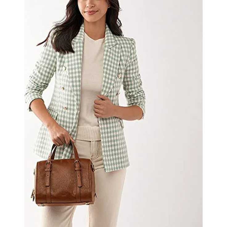 Fossil Carlie Umhängetasche, braune Rindsleder-Tasche mit abnehmbaren, verstellbaren Riemen und weit öffnendem Hauptfach – Bild 6