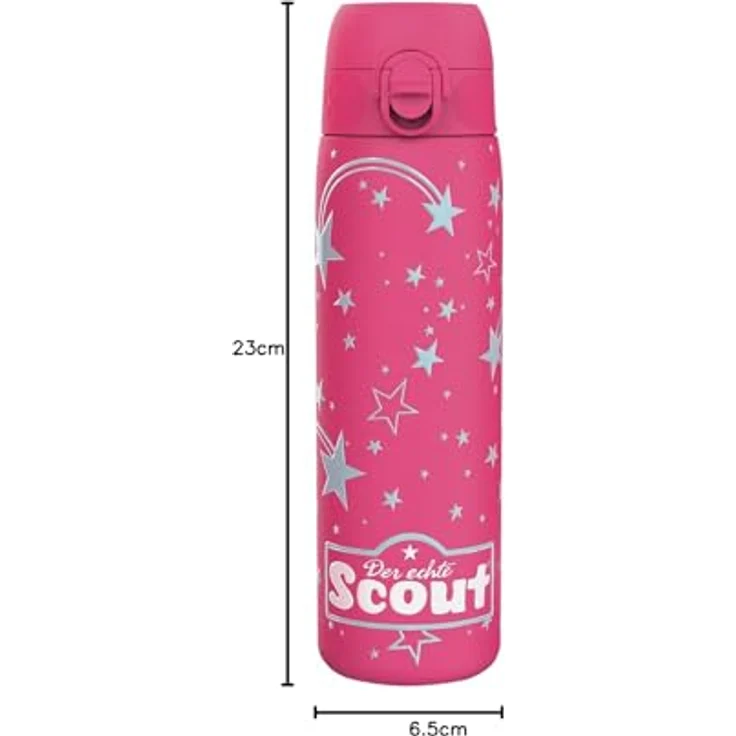 Scout Trinkflasche Bottle Stars, kindgerechtes Design, 0,5 l, pink / hellgrau, Metall – Bild 3