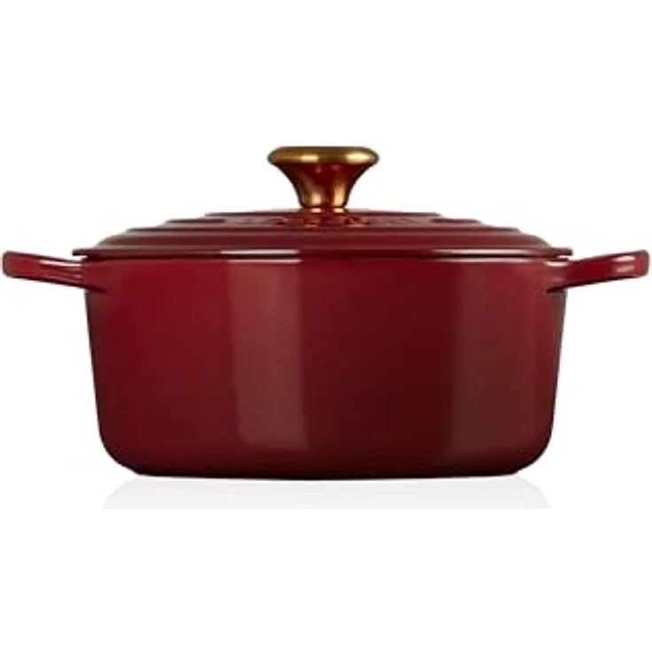 LE CREUSET Cocotte Red Signature 24 Garnet 21177249494441 Gusseisen-Konstruktion, vorbeschichtet, langlebig, vielseitiger Deckel, ofengeeignet – Bild 4