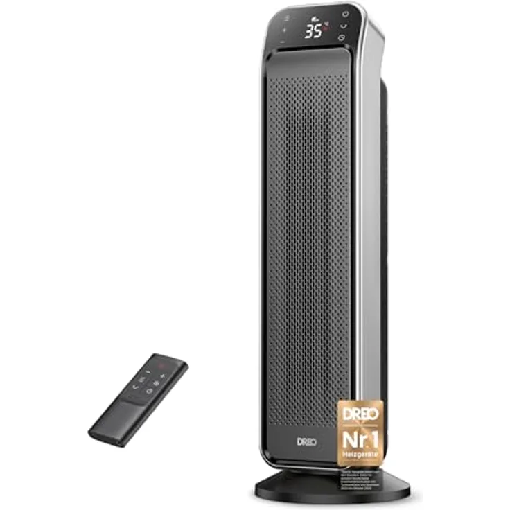 Dreo 25 Zoll Heizlüfter mit Thermostat, Fernbedienung und 2000 W Leistung, V0-flammschützend, Innenbereich, 40 dB Geräuschpegel