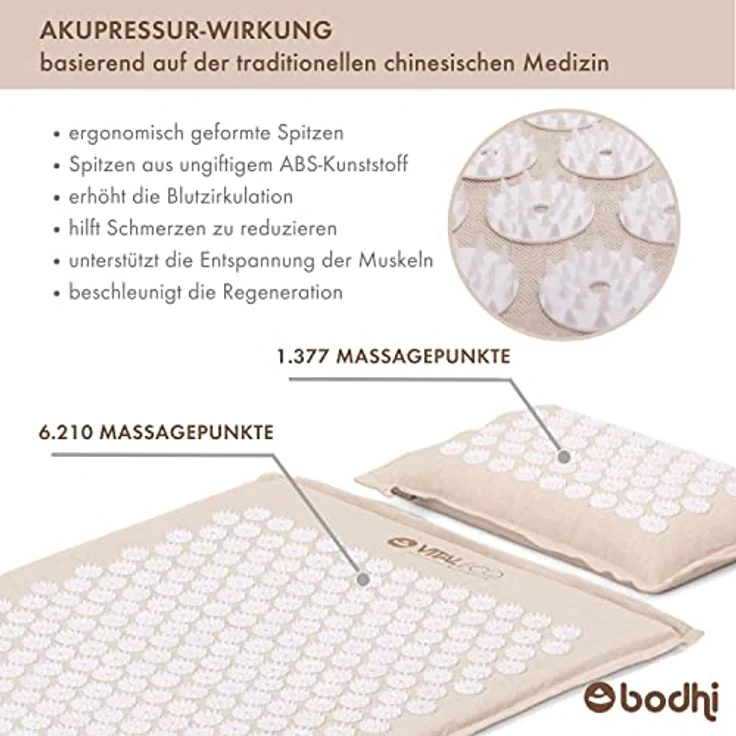 VITAL ECO Akupressurmatte & Kissen Set, Nadelreiz-Yantra-Matte aus Naturmaterial – Bild 3
