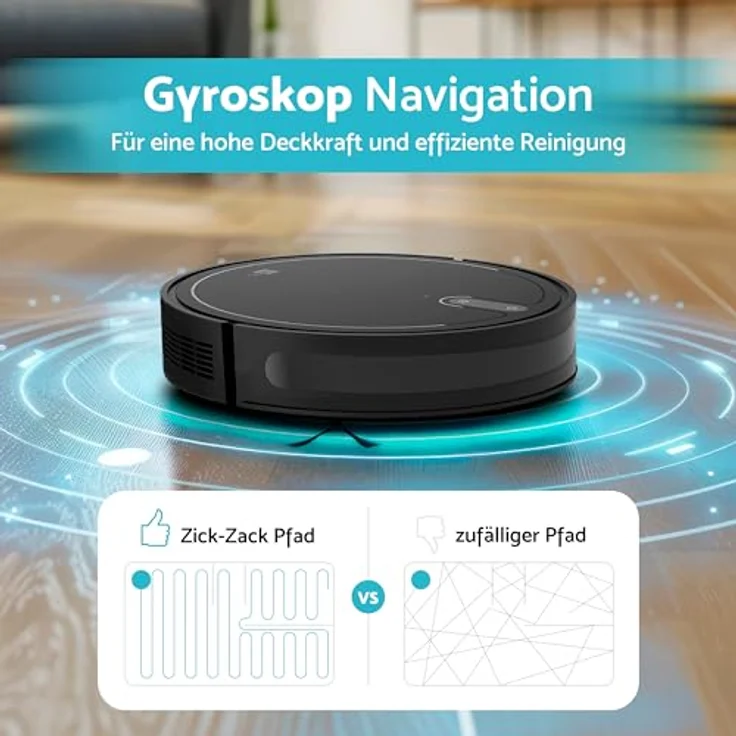 AECO Saugroboter VacuBot X3, Staubsauger-Roboter mit 5000Pa Saugkraft, Schwarz – Bild 6
