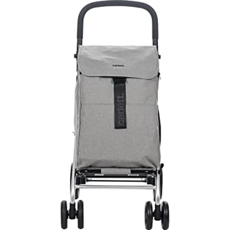 Carlett Einkaufstrolley mit 4 Rädern | Lett470 CLASSIC family | Zusammenklappbarer Einkaufswagen mit großer Tasche 32kg, 64L Einkaufstasche, 10,5L Thermotasche und Rückfach, Grau – Bild 2