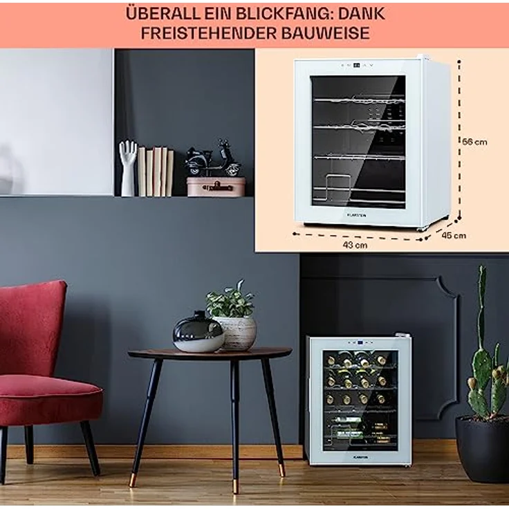 Klarstein Shiraz 16 Quartz Weinkühlschrank, freistehend, Quartz, 16 Flaschen, Touch-Bedienfeld, 5-18 °C, Energieklasse G – Bild 7