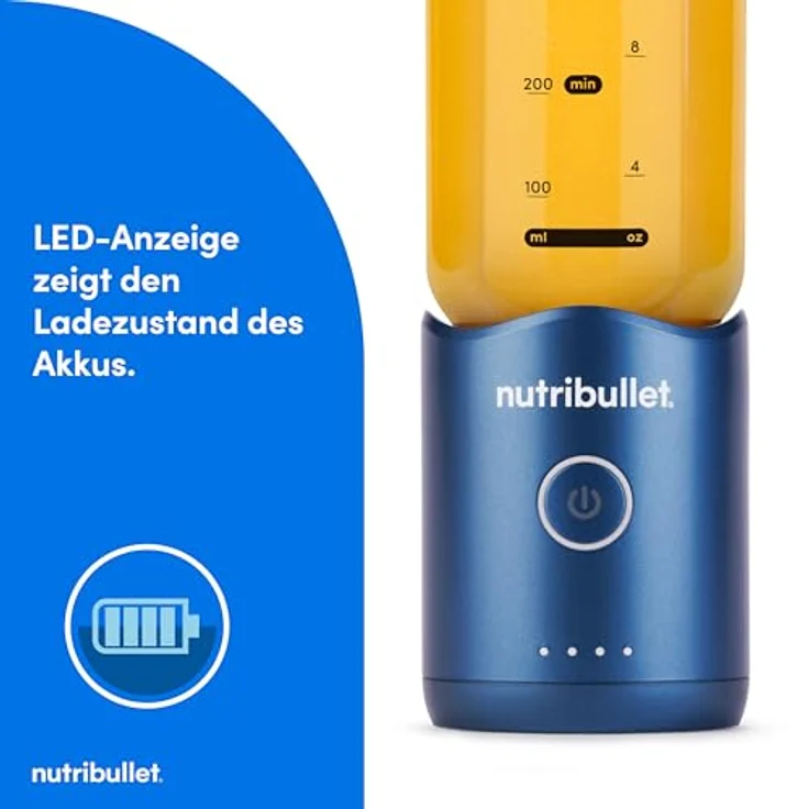 nutribullet Smoothie-Maker NB Flex Portable NBP013BL, blauer Standmixer mit 0,59 l BPA-freiem Becher und klappbarem Deckel – Bild 5