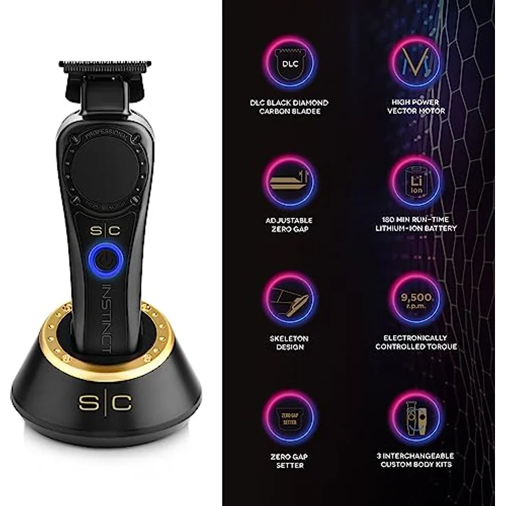 Professioneller Herren-Haarschneider Stylecraft Instinct by Gamma Più, Trimmer mit Vektormotor mit Dynamischer Drehmomentsteuerung, 180 Min Autonomie ohne Kabel, Verstellbare Klinge 0 Gap, 3 Hüllen – Bild 2
