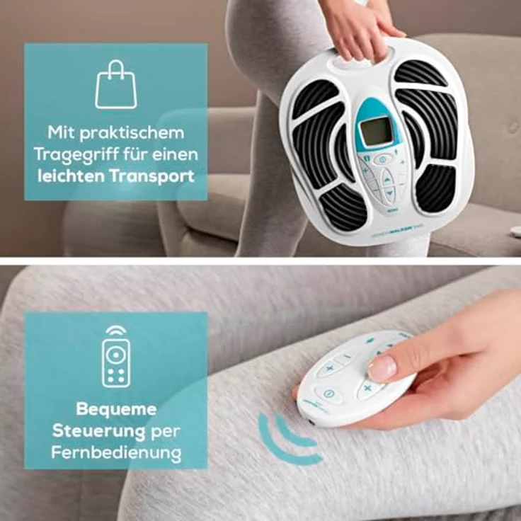 VenenWalker Venentrainer Durchblutungs-Stimulator + Fernbedienung 4 Pads EMS, leicht und tragbar, inklusive EMS-Elektroden, weiß – Bild 4