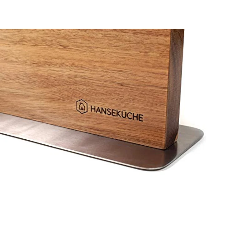 Hanseküche Messerblock magnetisch aus Akazienholz - Doppelseitiger Messerhalter ohne Messer mit Magnet aus Holz Messerbrett beidseitig (Metallboden) – Bild 5