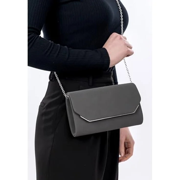 Tamaris Amalia Clutch Bag, elegante Clutch in Darkgrey mit abnehmbarer Kette und geräumigem Hauptfach – Bild 3