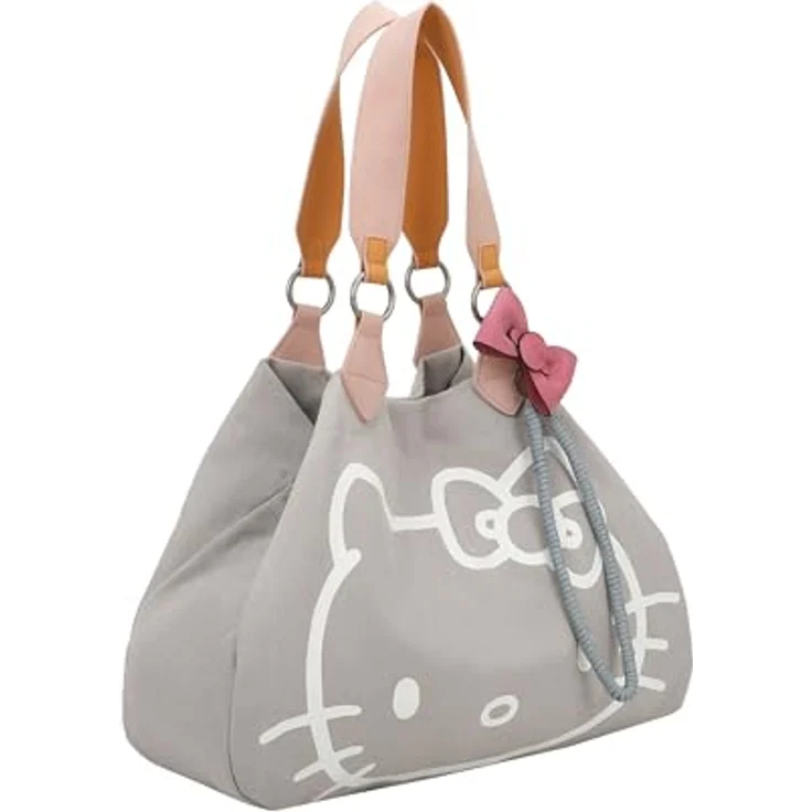 Fritzi aus Preußen Izzy Medium Hello Kitty, Canvas Shopper Tasche 42 cm, grau, 100% Baumwolle – Bild 4