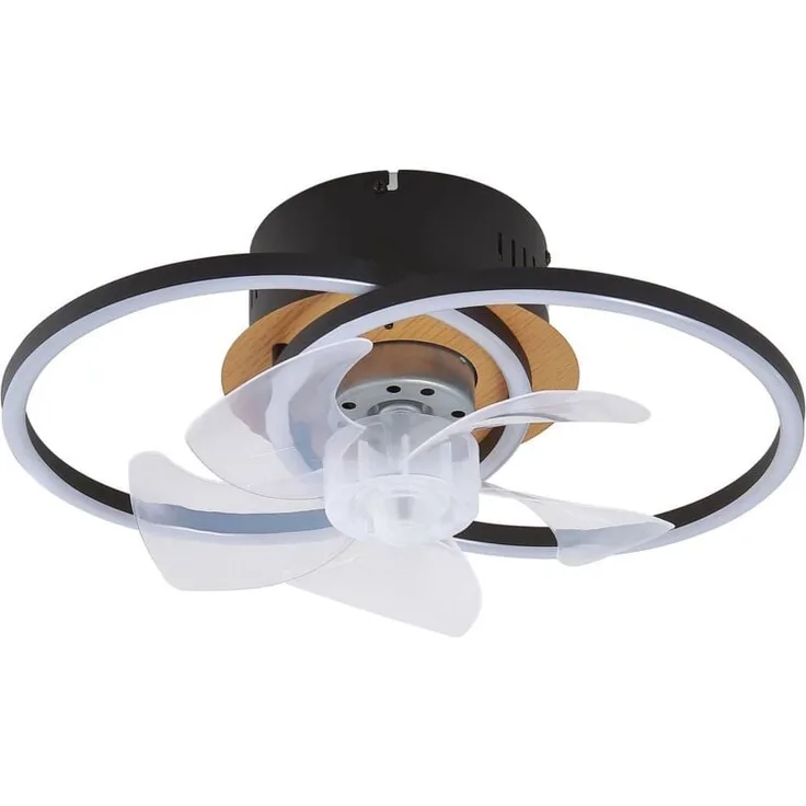 Lindby Lomana, Deckenventilator mit dimmbarer Lampe und Fernbedienung, schwarz, für Wohnzimmer & Esszimmer