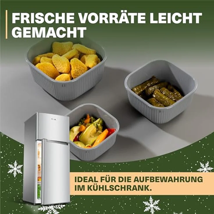 VIWARES Frischhaltedosen 3er Set mit transparentem Ventildeckel, stapelbare Aufbewahrungsbehälter, BPA-frei, mikrowellen- und kühlschrankgeeignet, 3 Größen (600ml/1100ml/1800ml) – Bild 7