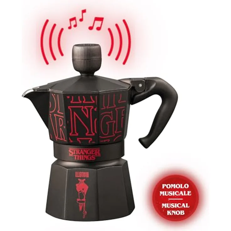 Bialetti Espressokanne Stranger Things, 3 Tassen, Edelstahl, Schwarz / Rot mit Easy-Clean Sicherheitsventil – Bild 4