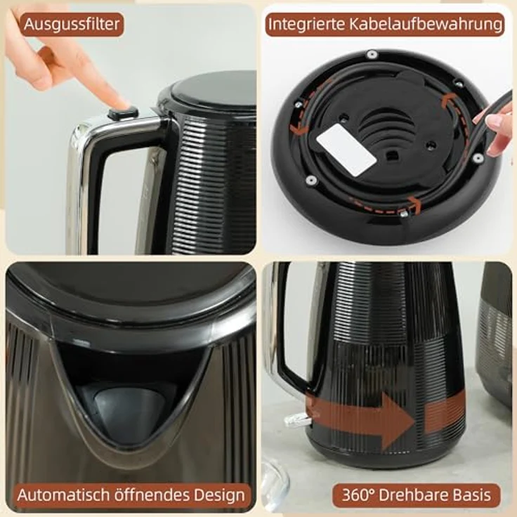 HOMCOM Toaster 1.7 L, 2200 W mit automatischer Zentrierung und Krümelfach, Schwarz – Bild 9