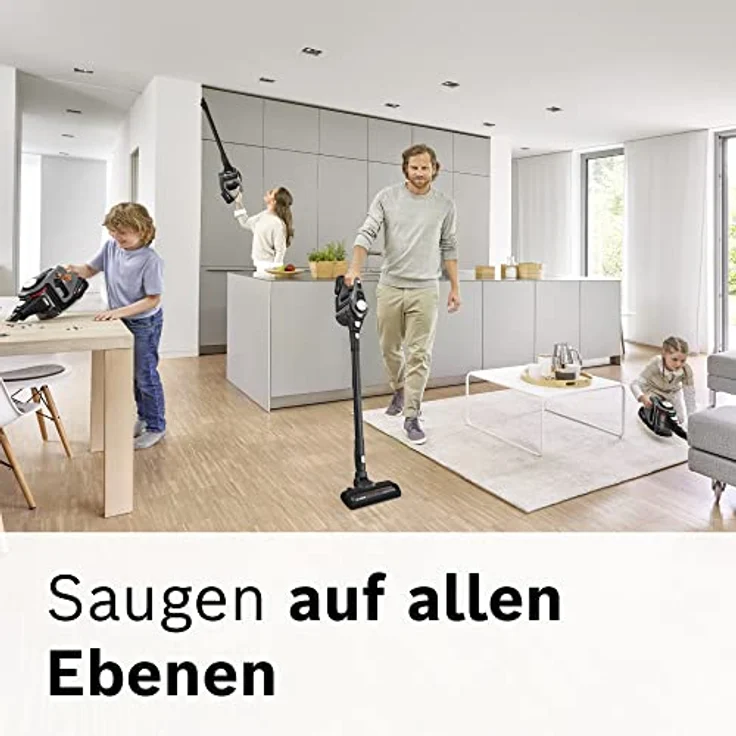 Bosch Akku-Staubsauger Unlimited 8 BSS825MULT, kabellos, HEPA-Filtersystem, 10 Jahre Motorgarantie, hohe Saugkraft, lange Laufzeit, austauschbarer 5.0 Ah Akku, Schnellladegerät, Mini-Turbo-Düse, grau – Bild 5