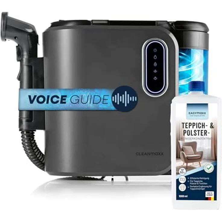 CLEANmaxx Teppichreiniger Pro Steam, 2000 W, inkl. EASYmaxx Teppichreiniger-Konzentrat, Vier Reinigungsmodi, Selbstreinigungsmodus, 1,6 m Schlauch, 5 m Kabel – Bild 1