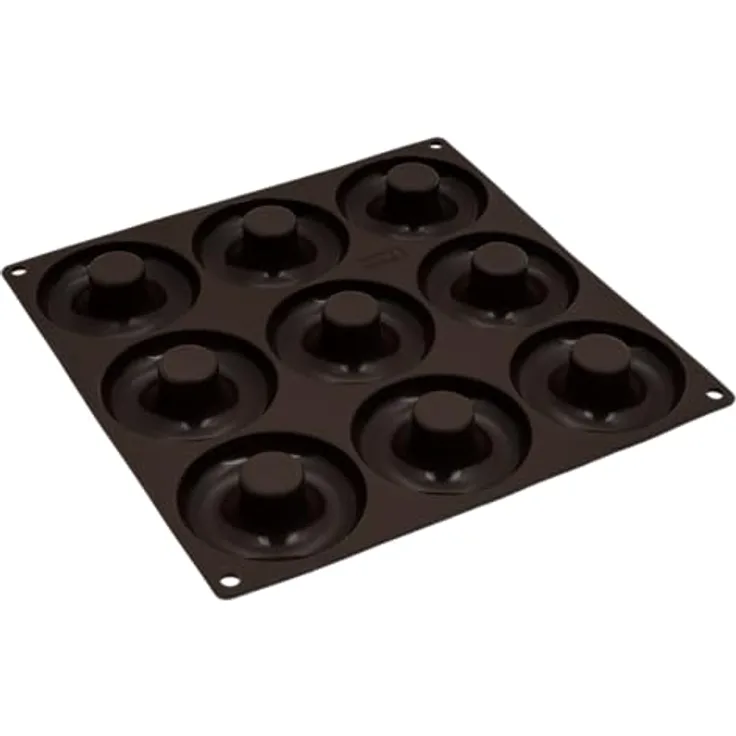 Lurch FlexiForm Donuts 26x26cm, Silikonbackform für 9 Donuts, temperaturbeständig von -40°C bis +240°C, lebensmittelecht, leicht zu reinigen