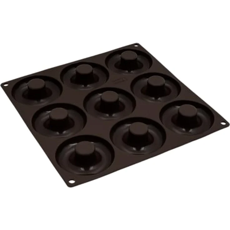Lurch FlexiForm Donuts 26x26cm, Silikonbackform für 9 Donuts, temperaturbeständig von -40°C bis +240°C, lebensmittelecht, leicht zu reinigen – Bild 1