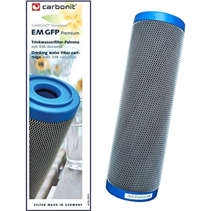 Carbonit Prime Inventions Wasserfilter GFP Premium EM Filterpatrone 0,4 µ, mehr Aktivkohle und EM-Keramik, Made in Germany 🔹 – Bild 1