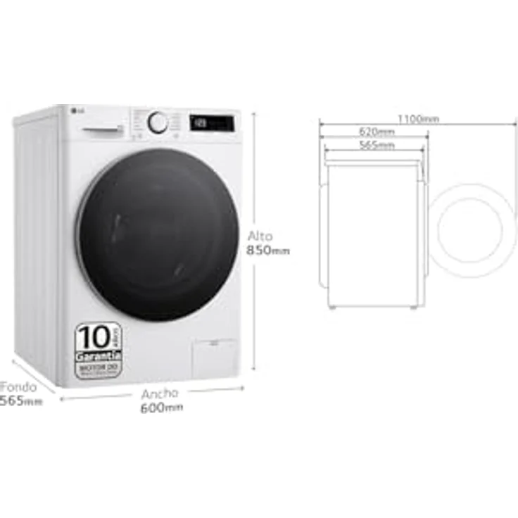 LG F4DR6009A1W Intelligenter Waschtrockner mit AI Direct Drive, TurboWash 360°, 9/6 kg, 1400 U/min, energieeffizient (Waschen A, Trocknen D), Serie 600, Weiß – Bild 2