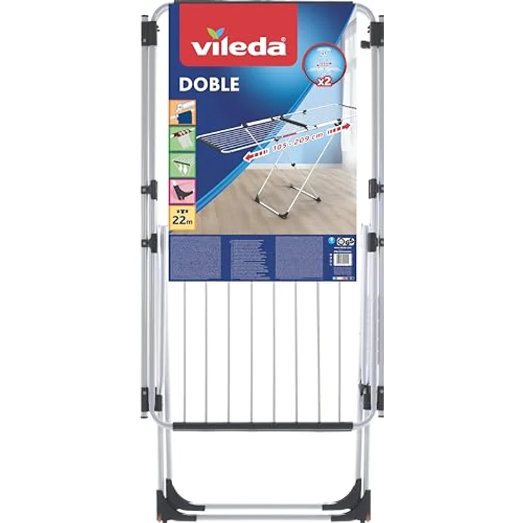 Vileda Doble ausziehbarer Wäscheständer, weiß – Bild 2