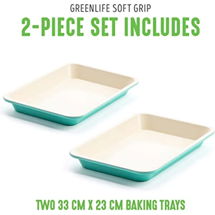 GreenLife Gesunde Antihaftbeschichtung aus Keramik, 2-teiliges Backblech-Set, 33 cm x 23 cm, PFAS-frei, spülmaschinenfest, backofenfest, türkis – Bild 5
