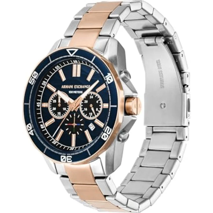 Armani Exchange Watch for Men, Automatic Blue Dial, Stainless Steel Band, 100m Water Resistance – Bild 4