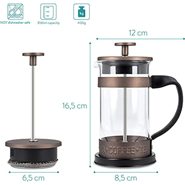 FrenchPress Glass Retro 350ml Braun – Bild 7