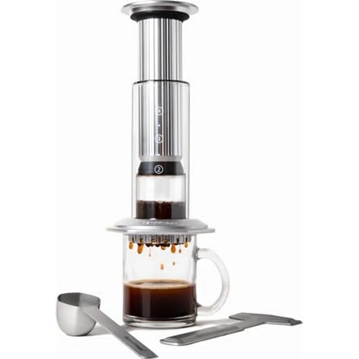 AeroPress Premium Kaffeebereiter – 3-in-1 Brühmethode für French Press, Espresso und kräftigen Kaffee, aus Glas und Edelstahl, schnell und sauber ohne Bitterkeit – Bild 1