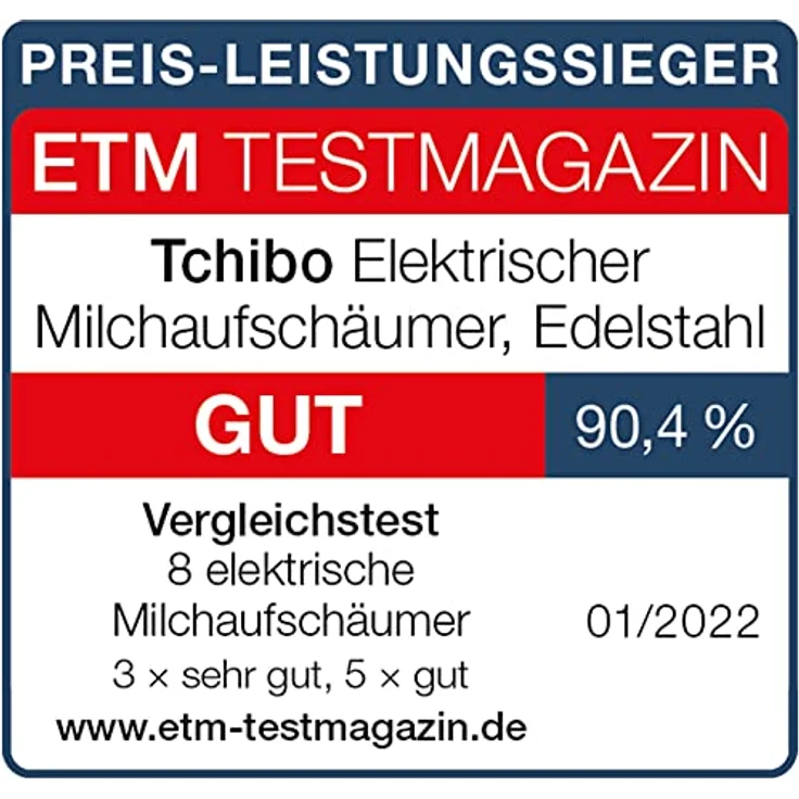 Tchibo elektrischer Milchaufschäumer, 130ml Fassungsvermögen, aus rostfreiem Edelstahl, Antihaftbeschichtung, warmer und kalter Milchschaum, für Latte Macchiato, Cappucino und Kakao (Rot) – Bild 4