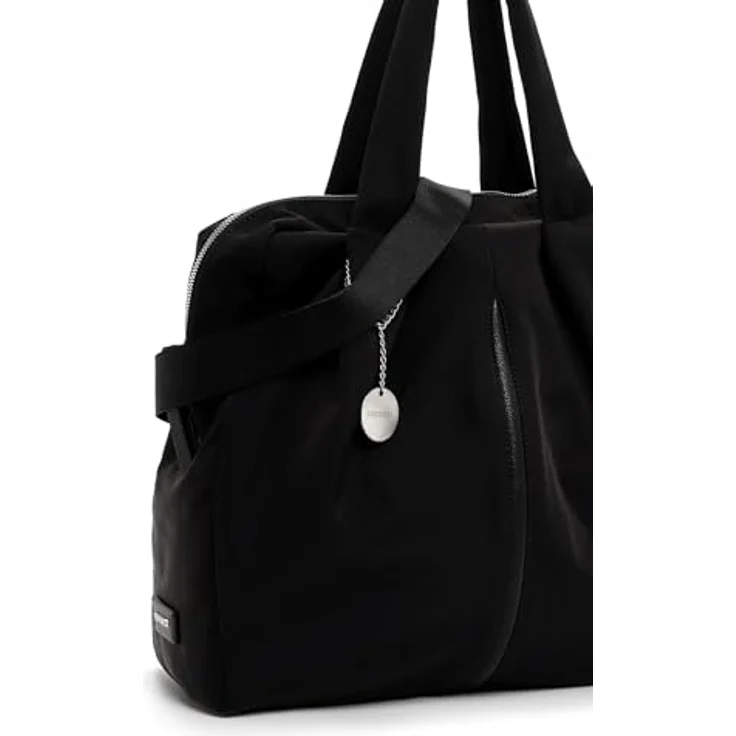 SURI FREY Shopper SFY Pauly, Uni-Design mit Reißverschluss und Nylon-Optik, Schwarz – Bild 5