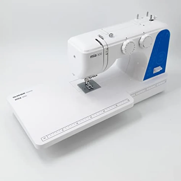 GLAESERhome mia300 Starter Bundle | Nähmaschine mit 24 vorprogrammierten Stichen +Anschiebetisch, kompakte Größe und LED-Beleuchtung – Bild 4