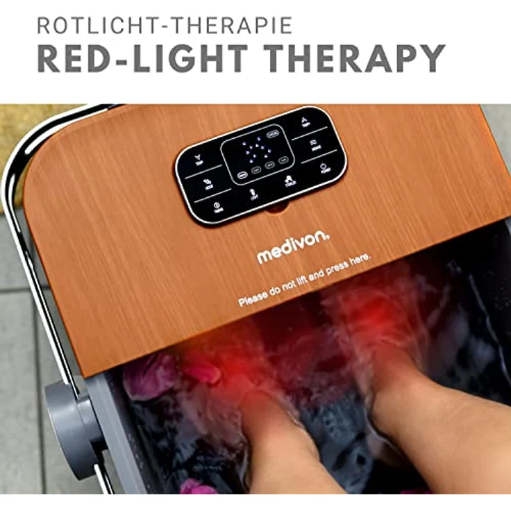 Medivon Aqua Pro Wasser-Fußmassagegerät mit Sprudelmassage, Ozonierungsfunktion, Infrarottherapie und Rollenmassage, platzsparend faltbar - braun – Bild 4