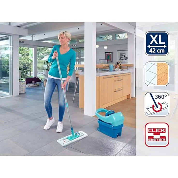 Leifheit Bodenwischer Profi XL micro duo + SUPERDUSTER XL, 42 cm Wischbreite, für Hartböden, wiederverwendbar, mit flexibler 360° Drehung – Bild 5