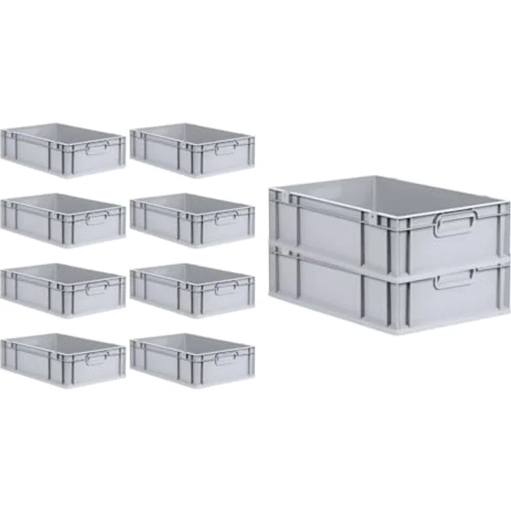 PROREGAL Eurobox NextGen Economy, SuperSparSet 10x, Scharnierdeckel, 34 Liter, HxBxT 17x40x60cm, schwarz, lebensmittelecht, robust und stapelbar – Bild 3