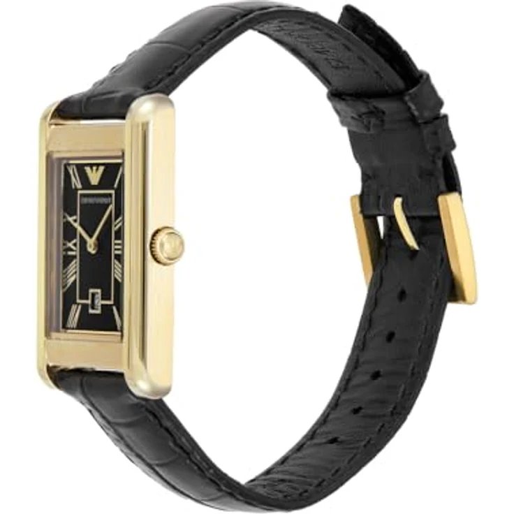 Emporio Armani Watch for Men, Automatic Movement and 36mm Case Size with Stainless Steel, Leather or Silicone Strap Mattschwarz, 25MM – Bild 2