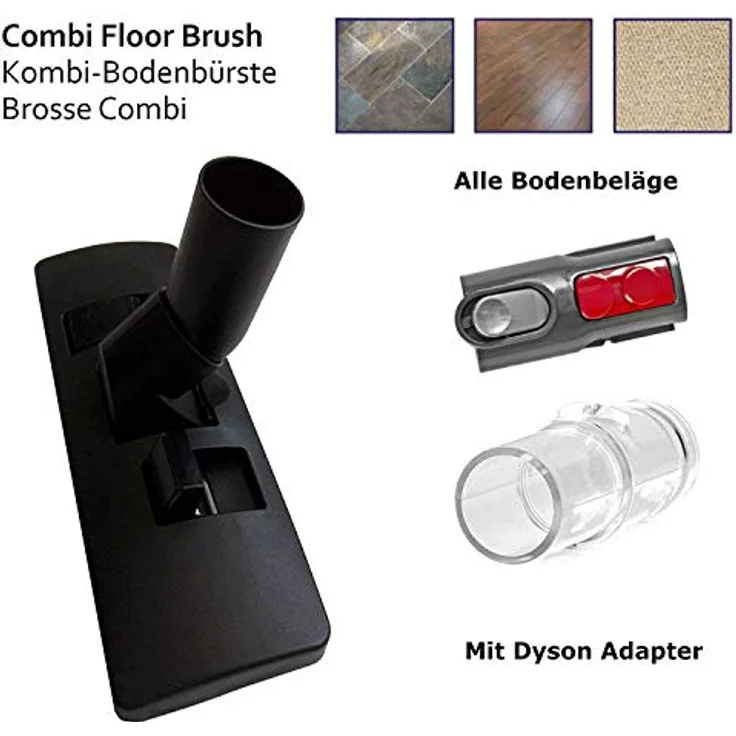 Maxorado Kombidüse für Dyson V8 V7 V10 SV10 SV11 V11 V15, umschaltbare Staubsaugerbürste für Teppich und Parkett, schwarz, mit Kratzschutz und leichtem Design – Bild 2