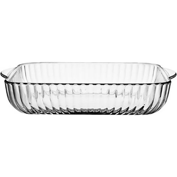 Paşabahçe Borcam 59394, Quadratische Auflaufform aus Borosilikatglas, 3200 ml, Ofenfest, Mikrowellen- und Spülmaschinengeeignet