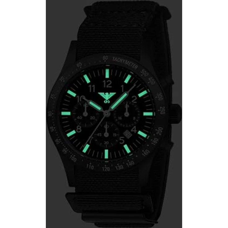 KHS Platoon Black Steel Solar Chronograph mit DIVERFLEX® Band schwarz – Bild 2