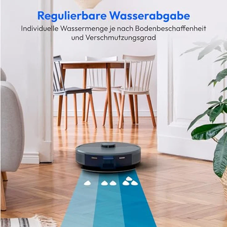 MEDION Saugroboter X23 SW+, 2-in-1 Roboterstaubsauger mit 5000Pa Saugkraft, Lasernavigation, Absaugstation, Wischfunktion, blau – Bild 5
