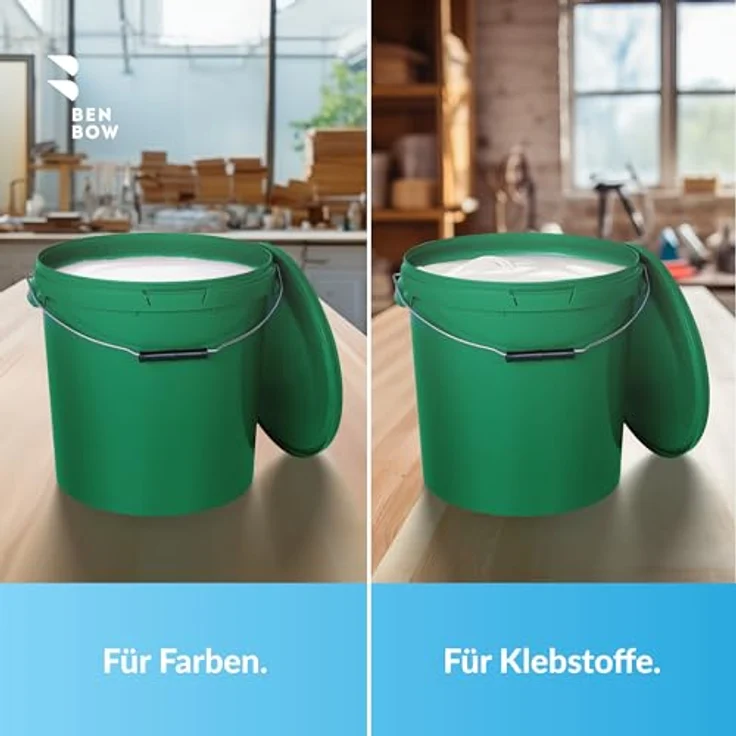 BenBow Eimer mit Deckel 20l grün 1x 20 Liter - lebensmittelecht, stabil, luftdicht, auslaufsicher - Vorratsbehälter für Aufbewahrung aus Kunststoff, mit Metall-Henkel - leer – Bild 4