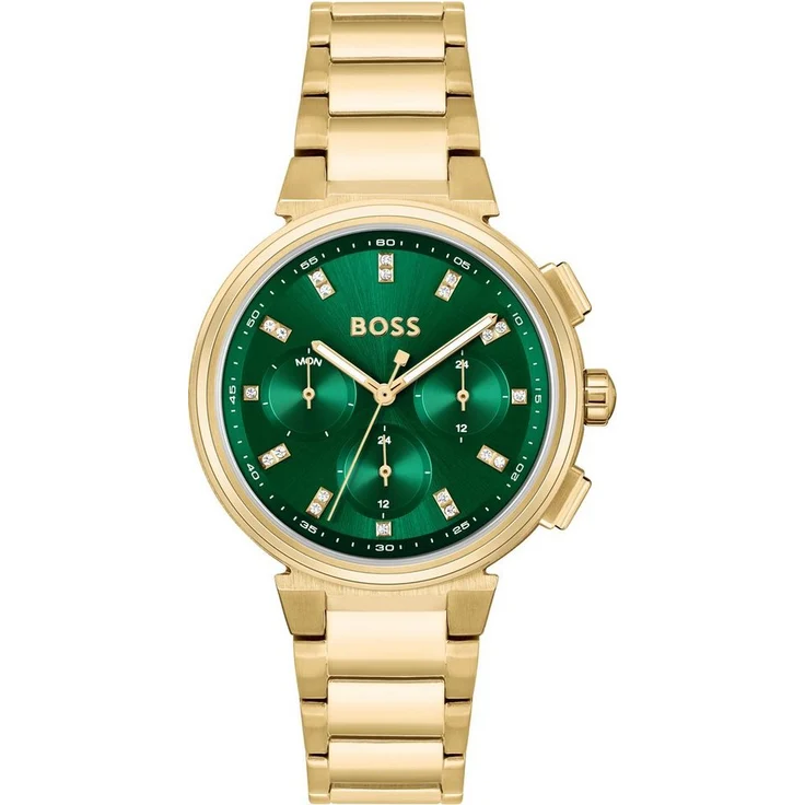 BOSS Multifunktionsuhr ONE, 1502679, Quarzuhr, Damenuhr, Armbanduhr, Glaskristalle, Datum, goldfarben