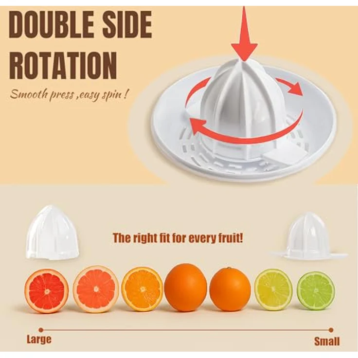 Bestron ACJ350NH, elektrische Zitrus- & Orangenpresse mit 2 Presskegeln, Aromadeckel, Motor mit 2 Drehrichtungen, 0.7 l Füllmenge, Nordic Home Kollektion, mattweiß/Holz – Bild 3