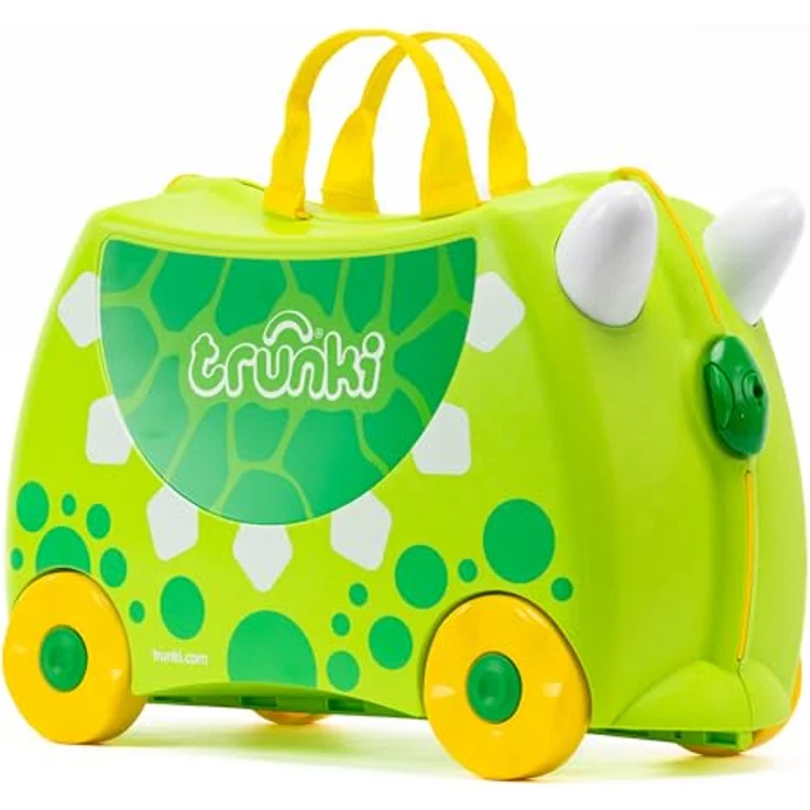 TRUNKI Kinderkoffer Dudley Dinosaurier | Handgepäck mit 18 Liter Kapazität | Trolley zum Draufsitzen | Reisegeschenk für Jungen und Mädchen (Grün) – Bild 1