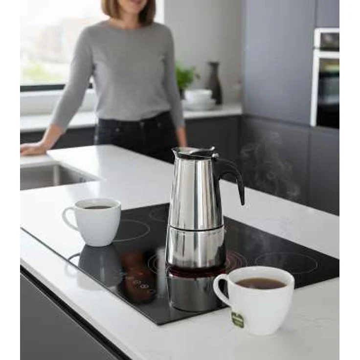 Rungassi Espressokocher Mokka Kanne 6 Tassen Edelstahl Induktion, BPA-frei, geeignet für alle Herdarten, 300 ml – Bild 5