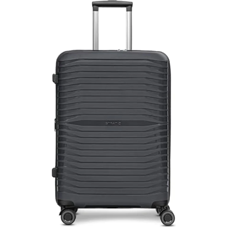 Stratic Shine Koffer & Trolley groß | Ausgestattet mit 4 360° Drehbare Rollen, Kreuzpackgurt, Dehnfalten, arretierbarer Griff und TSA-Schloss | 46 cm x 30 cm x 65 cm - 3.6kg – Bild 1