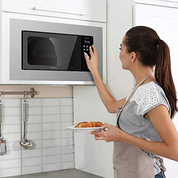 Cecotec Mikrowelle mit Grill, Einbaugerät, 700 Watt, 20 Liter Garraum, grau, Edelstahl – Bild 4