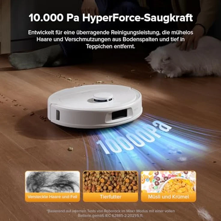 Roborock QV 35S, Saugroboter mit 10.000 Pa Saugkraft, Dual Anti-Tangle-System, Weiß – Bild 2